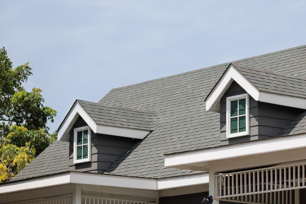 Roof shingles with garrett house