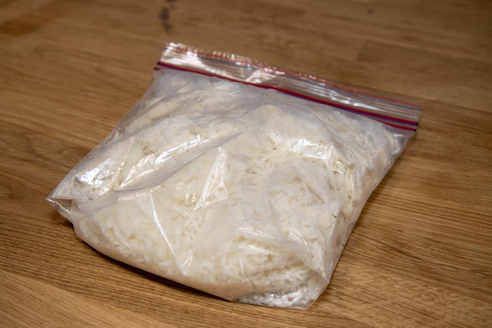 A bag of frozen rice
