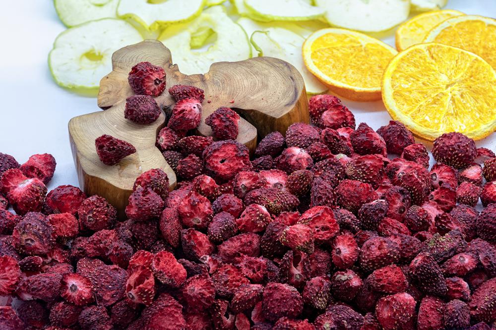 Freeze dried strawberries and other fruits