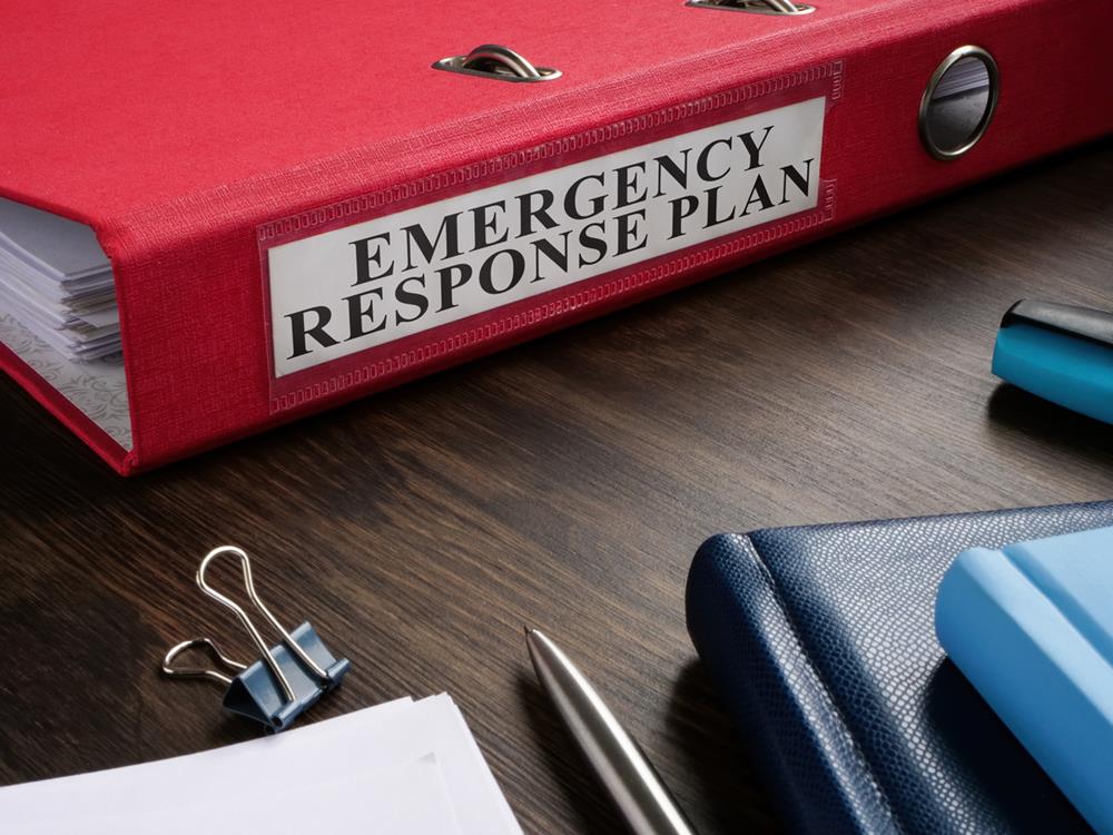 Emergency response plan on the desk