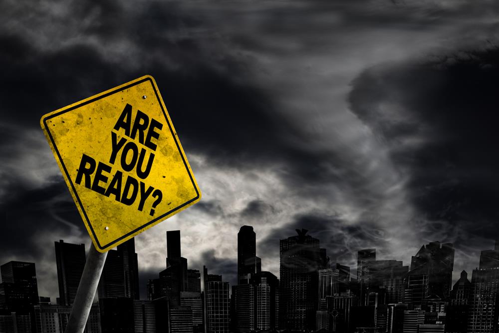 Are You Ready warning sign against a powerful stormy background