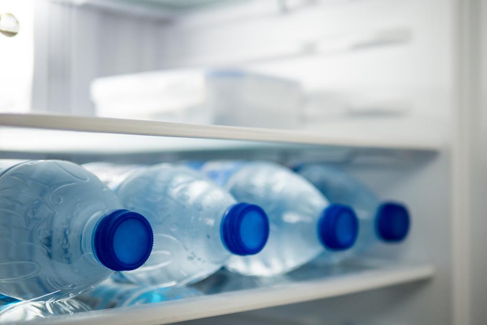 Water bottles in the refrigerator