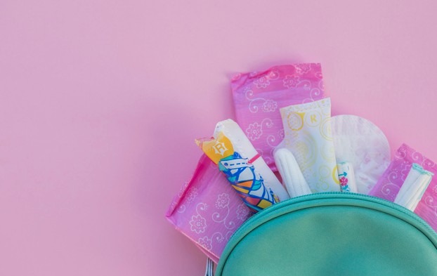 Hygiene products in the toilet kit