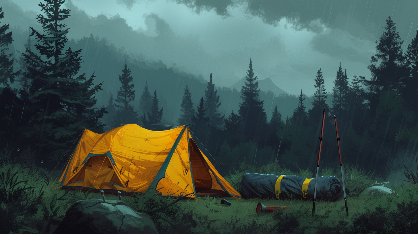 compact waterproof tent and supplies