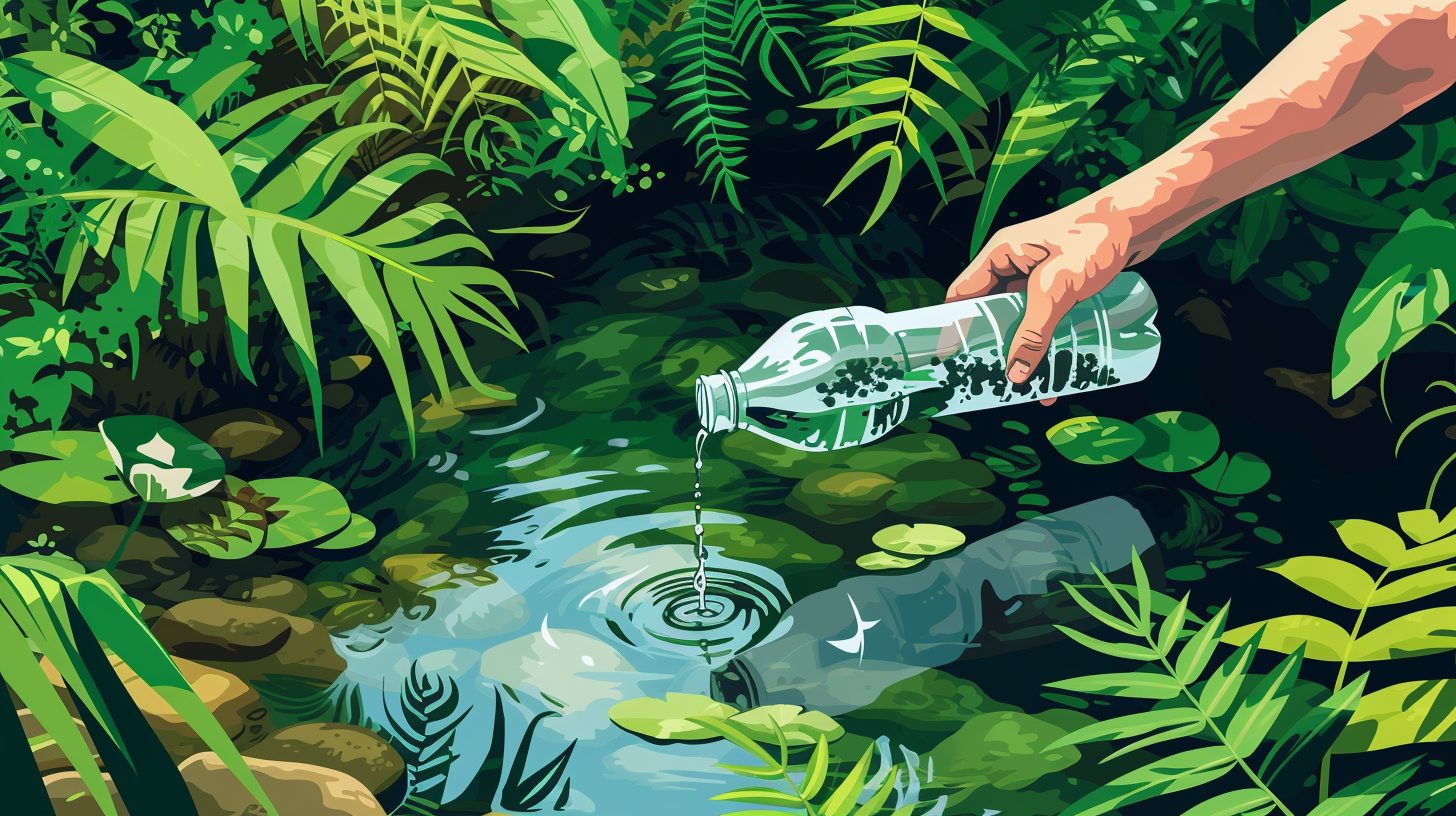 a person handcrafting a water filter with carbon