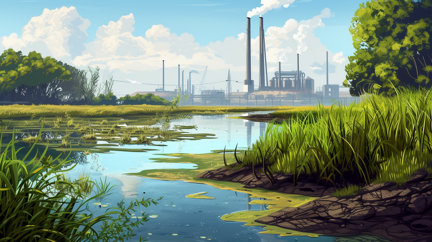 factory with polluted water