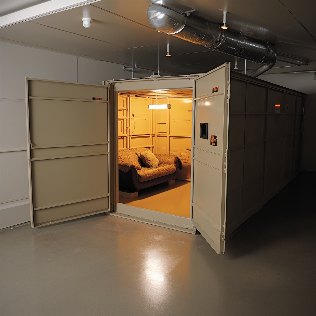storm shelter in a garage