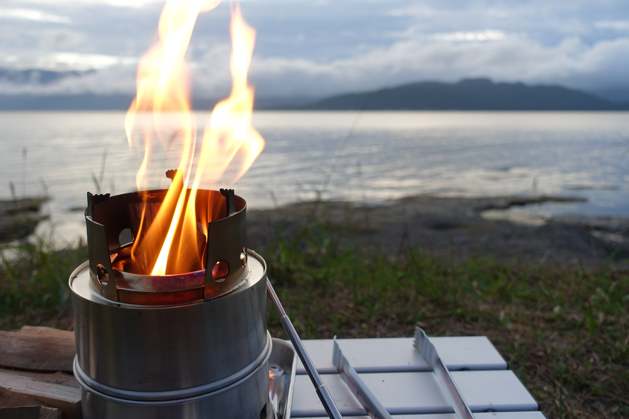 Solo camping with a fire stove