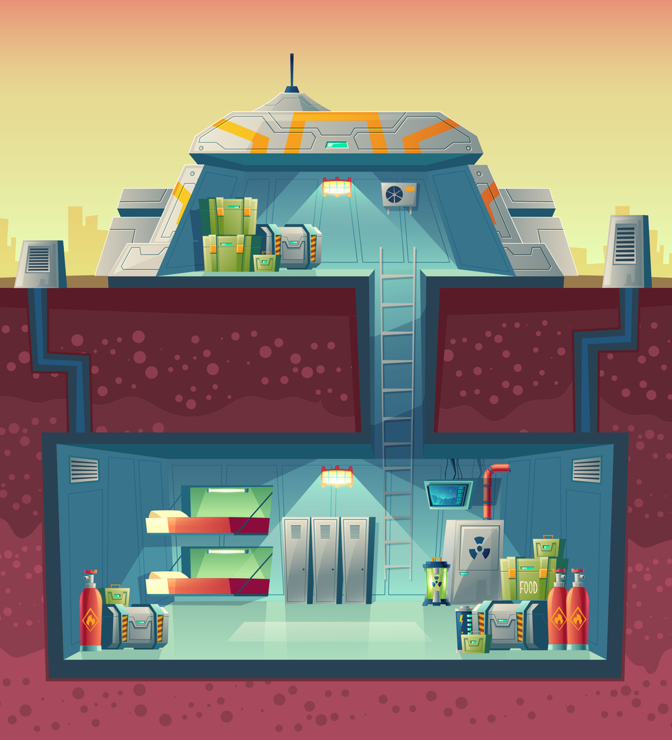 Vector cross section of nuclear shelter, laboratory