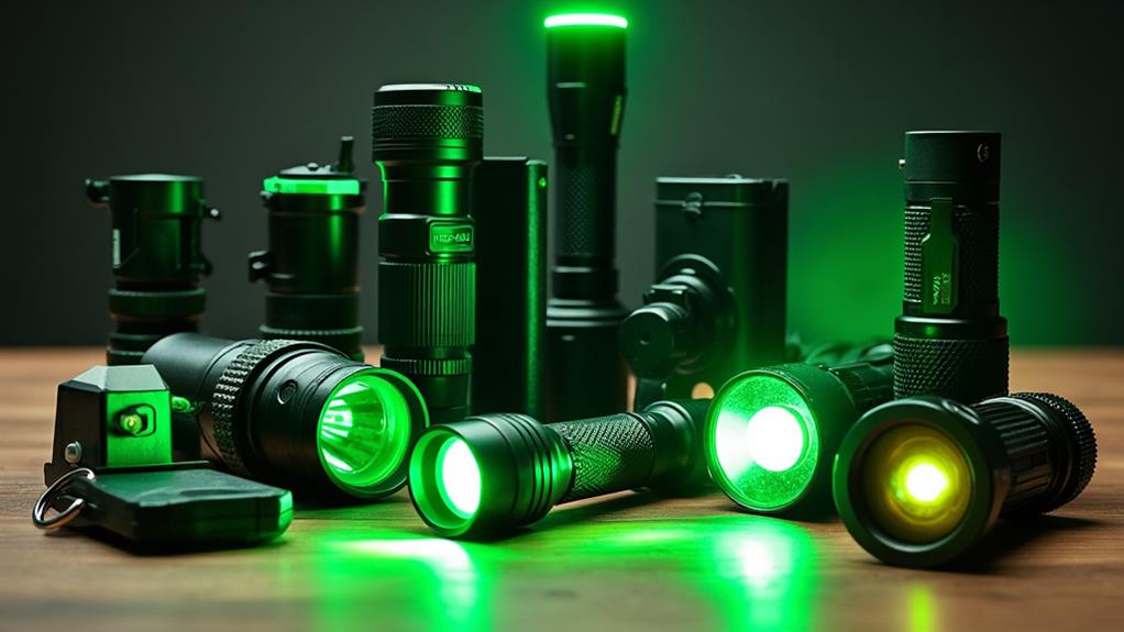 varieties of green flashlights