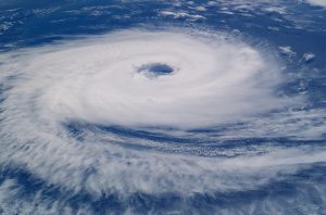an aerial view of Hurricane Katrina