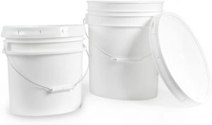 5 Gallon White Bucket Lid Set of 6 Durable 90 Mil All Purpose Pail Food Grade Plastic Container