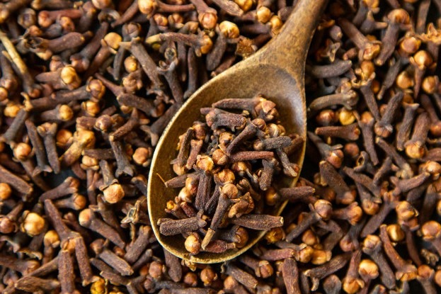 cloves with a wooden spoon