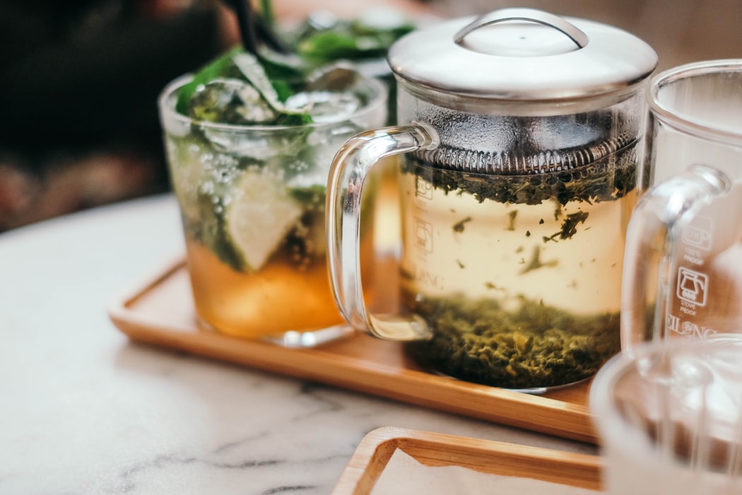 herbal tea in a glass container