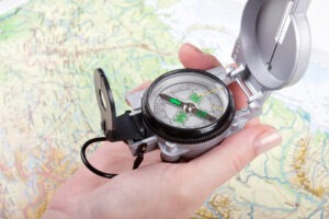 Compass and Paper map combination