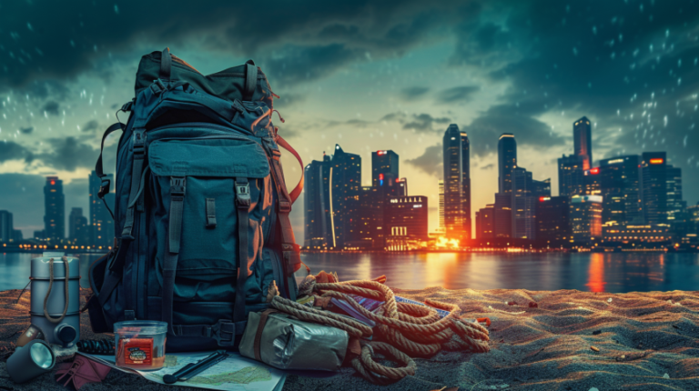 a backpack spilling out urban survival