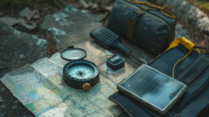 compass a detailed map and supplies