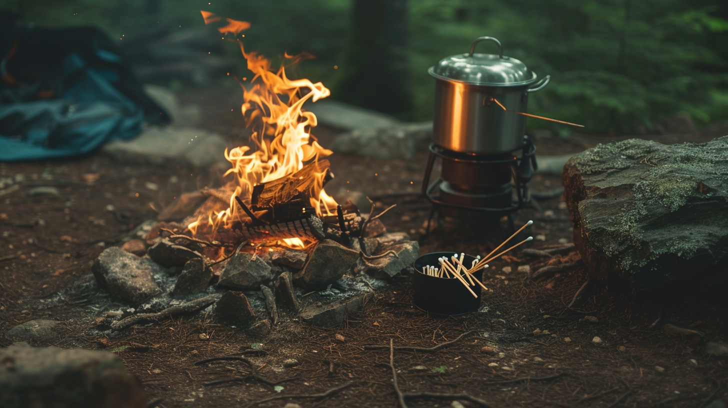 organized fire starters and cooking equipment in a durable, waterproof storage container