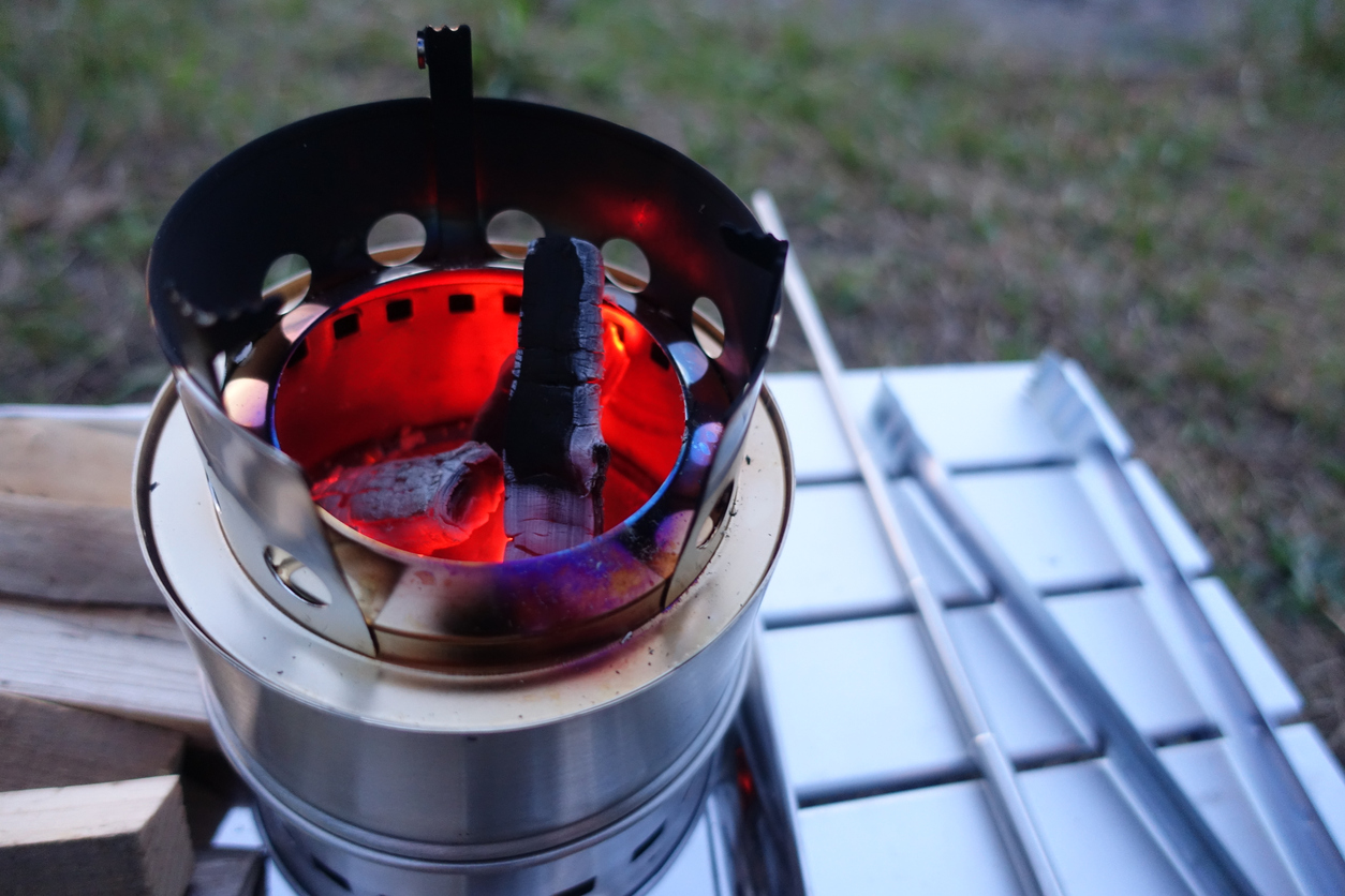 Solo camping with a fire stove
